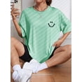 thumbnail image 1 of RWJDXD T-Shirt en Coton à Manches Courtes Imprimé Happy Expression pour Femmes Street Hip Hop Vêtements Respirants Tout-Temps Col Rond T-Shirts pour Femmes, 1 of 7