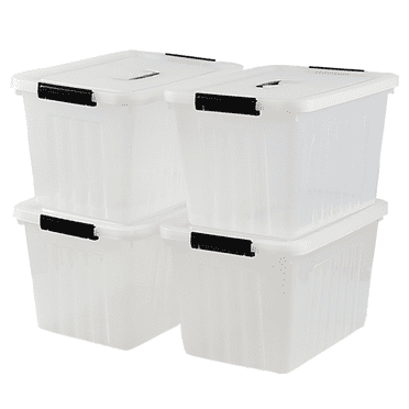 Ewingger 20 Quart Clear Latching Storage Tote Bin with Lid, 4 Pack Plastic Storage Containers