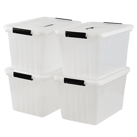 Ewingger 20 Quart Clear Latching Storage Tote Bin with Lid, 4 Pack Plastic Storage Containers
