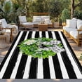thumbnail image 2 of Flower Wreath Outdoor Rug for Patio/Deck/Porch, Non-Slip Large Area Rug 5 x 7 Ft, Farmhouses Bow-Knot Black Stripes Indoor Outdoor Rugs Washable Area Rugs, Reversible Camping Rug Carpet Runner, 2 of 8