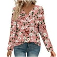 thumbnail image 4 of Stamzod Business Casual Tops for Women Fashion Floral Printed V Neck Long Sleeve Pullover Top Casual Work Blouses for Women Pink M, 4 of 7