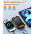 thumbnail image 2 of JIUMESS 26800mAh Solar Power Bank, USB Portable Solar Charger Compatible for iPhone, Android Phone, 2 of 9