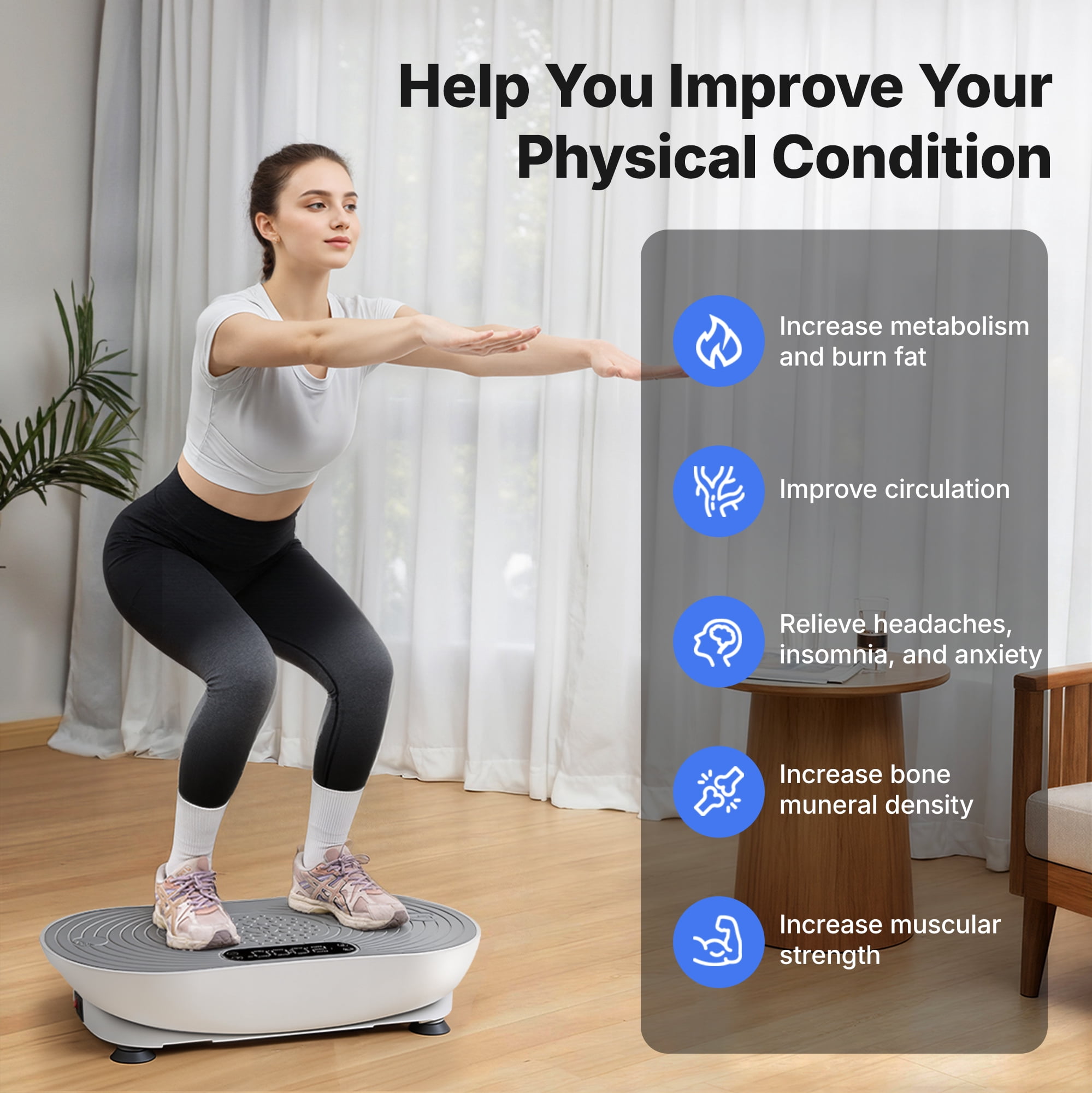 MERACH 350lbs Bluetooth Vibration Plate Exercise Machine, Resistance Bands Vibrating Plate for Exercise with LED Touch Screen, 99 Speed Levels, Home Gym Exercise Equipment