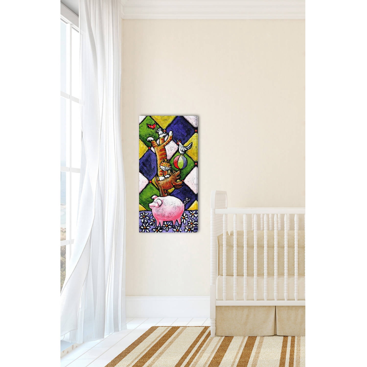 Marmont Hill 'Farm Animals Stackers' by Janet Nelson Painting Print on Wrapped Canvas