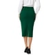 thumbnail image 3 of Falda lápiz de mujer de INSPIRE CHIC, cintura alta, con pliegues en la parte delantera, para trabajo, oficina, falda bodycon 2XL verde oscuro, 3 of 6