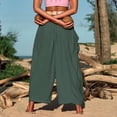 thumbnail image 7 of SOMER Womens Wid e Leg Pants Flowy Casual Drawstring Waist Wide Leg Loose Linen Palazzo Harem Pants with Pocket 2026 Green, 7 of 7