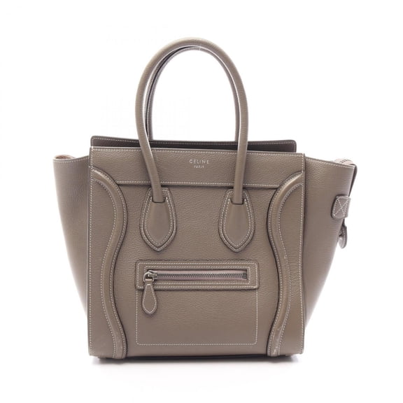 Pre-Owned Celine Luggage Micro Shopper Handbag, Leather, Women's, Beige