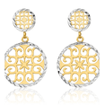 thumbnail image 5 of 14K Solid Yellow Gold Circle Round Drop Dangle Earrings, 5 of 10