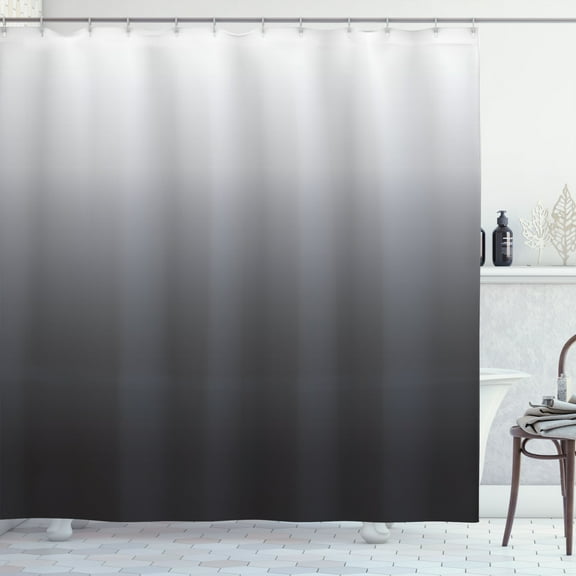 Ambesonne Ombre Shower Curtain, Greyscale Tone Change Theme, 69"Wx84"L, Grey White