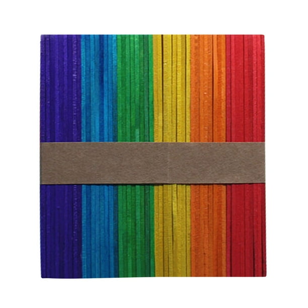50 palitos de helado de colores 7 pulgadas de color natural de madera de artesanía palos propósito arco iris palos de hielo para la clase de bricolaje manualidades hogar proyectos de arte y etiquetas