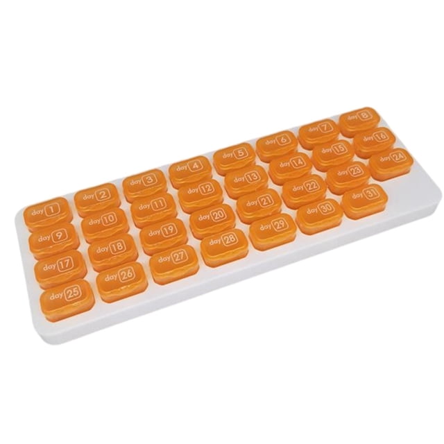 Organizer Travel Pill Case 31 Compartment Month Each Day for Parents Orange
