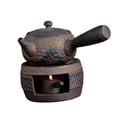thumbnail image 1 of Calentador de té con soporte para velas, estilo retro, de cerámica japonesa, para tetera de kung fu Calentador de té y olla B, 1 of 9