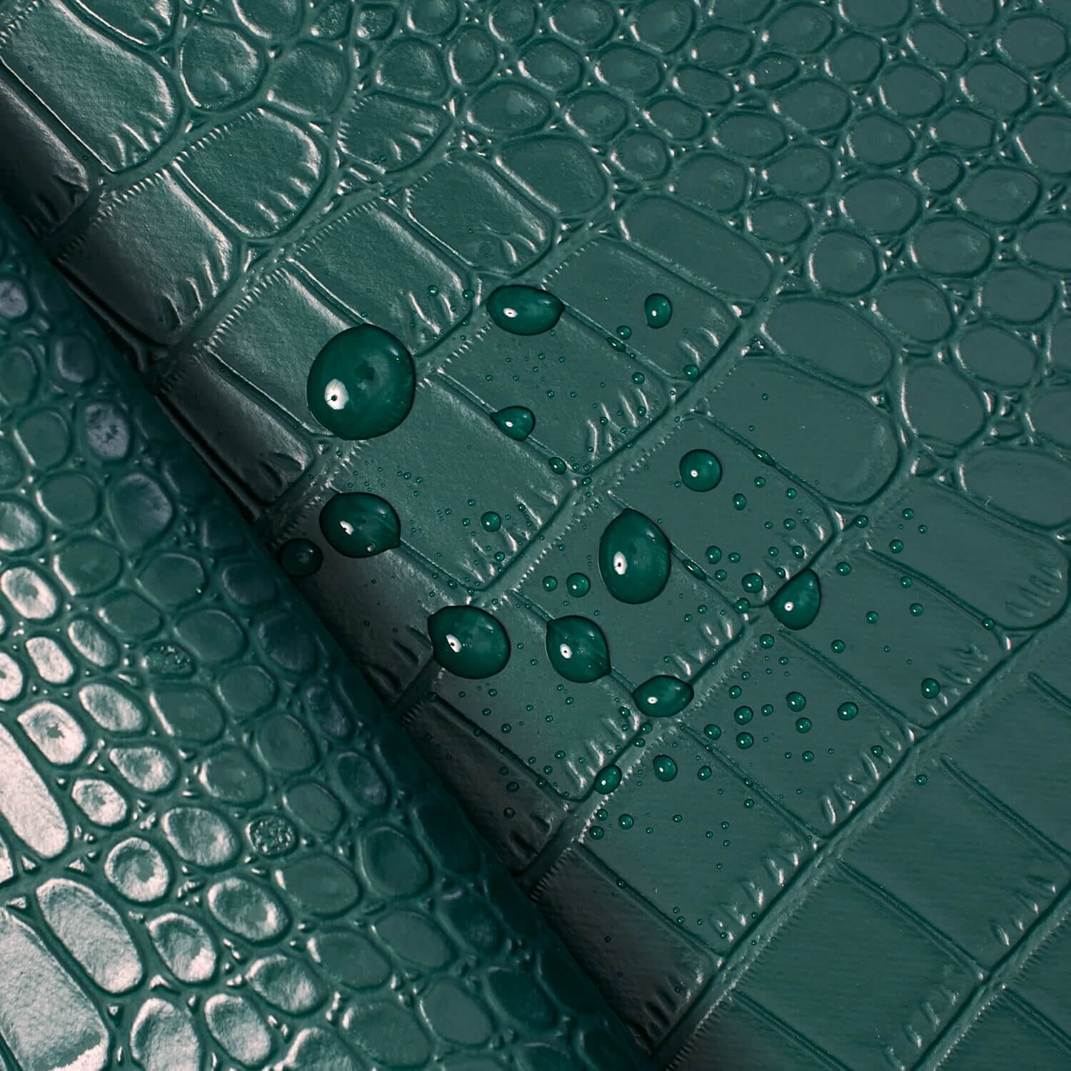 Ottertex® Vegan Alligator Leather PVC Waterproof Polyester Stretch Abrasion Resistant Vinyl Fabric By The Yard For Sewing & Upholstery (Forest Green, 1 Yard)