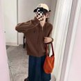 thumbnail image 4 of ¡Ambiente de otoño e invierno! Diseño de bordado ~ Chaqueta tipo suéter con capucha y cremallera informal holgada de estilo perezoso de estilo coreano para mujer, 4 of 5