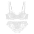 thumbnail image 1 of Sujetador de media copa, sujetador sexy, ropa interior ultrafina para mujer Pure Desire, conjunto de bragas con fruncido en el pecho pequeño, corsé francés, 1 of 5