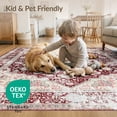 thumbnail image 4 of ODIKA 8'x10' Washable Area Rug Non-Shedding, Easy Care, Vintage Grey Ornate Border Distressed Throw Maroon Round Burgandy for King Size Bedroom Under Bed, Master Suite, 4 of 7