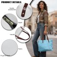thumbnail image 5 of CHAQLIN Light Blue Leather Texture Portable Top Handle Tote Bag, Top Handle Bag with with Zipper Reversible Tote Handbag for Travel Shopping, 5 of 6