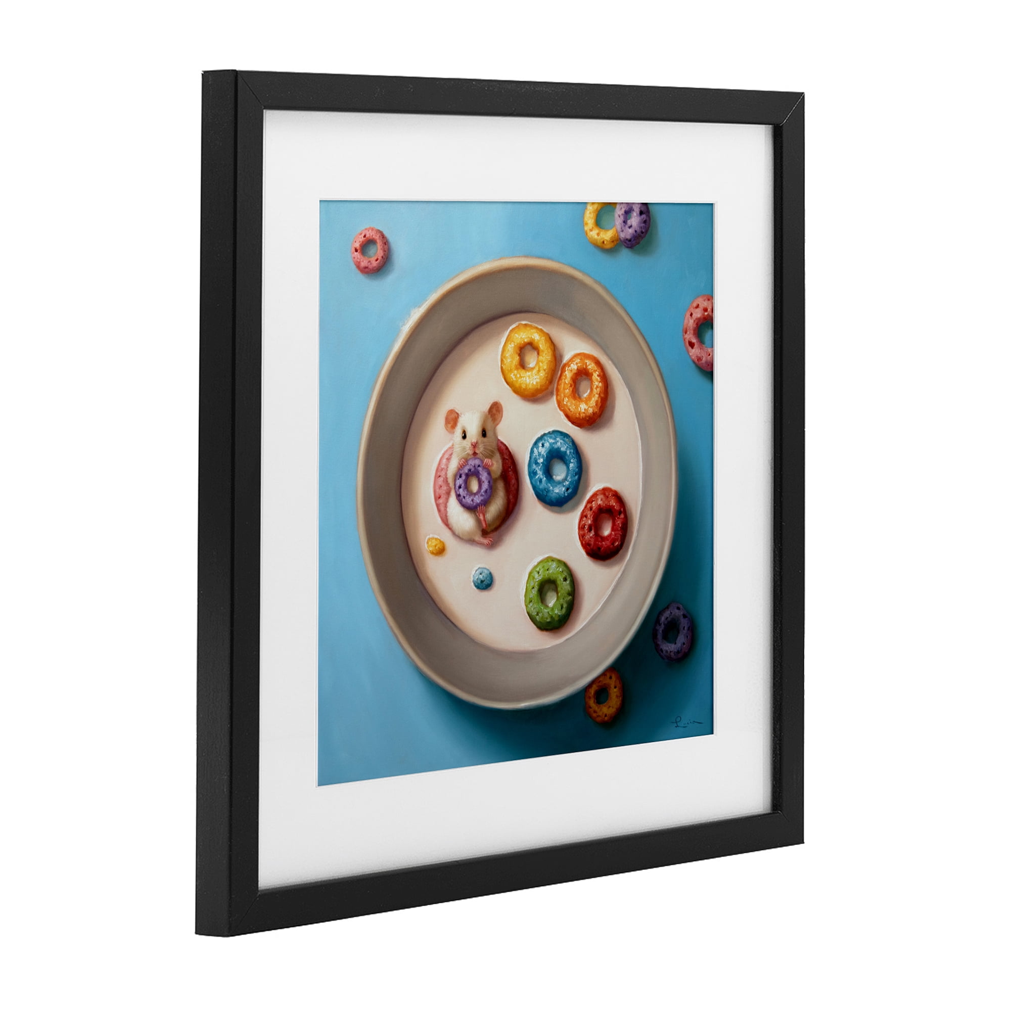 Stupell Industries Morning Dunk Cereal Mouse Black Framed Print Under Glass, design by Lucia Heffernan