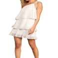 thumbnail image 2 of PENGXIANG Femmes Été une Robe Épaule Volant Sans Manches Couches Plissée Mini Robe une Ligne Ourlet Fluide Robe de Plage, 2 of 6