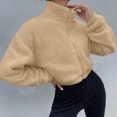thumbnail image 2 of ATOYSOY Women's Long Sleeve Shirts Winter Loose Cropped Coat Tops Workout Zipper Stand Collar Sweatshirts Solid Color Jackets Spring Casual Blouse Fleece Yellow L, 2 of 7