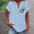 thumbnail image 4 of Otvok Womens Fashion Solid Button Shirt Female V-Neck Loose T-Shirt Blouse, 4 of 6