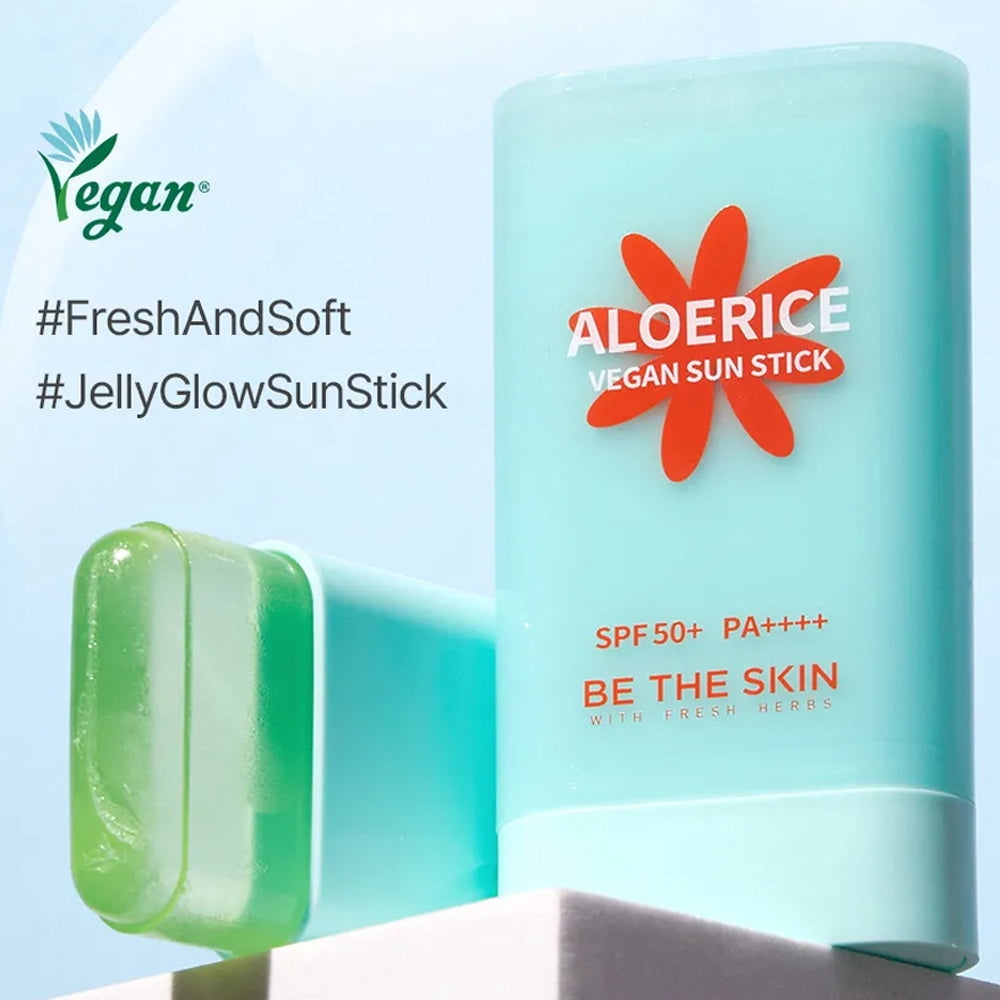 Be The Skin Aloerice Vegan Sun Stick SPF50+ PA++++ – Lightweight, Soothing, Reef-Safe