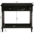 thumbnail image 3 of JESONVID Solid Wood Console Table with 2 Drawers, 2-Tier 35.4" X 30" Accent Sofa Table with Multilayer Storage Shelf Rustic Hall Entryway Tables for Living Room Home Office-Black, 3 of 8