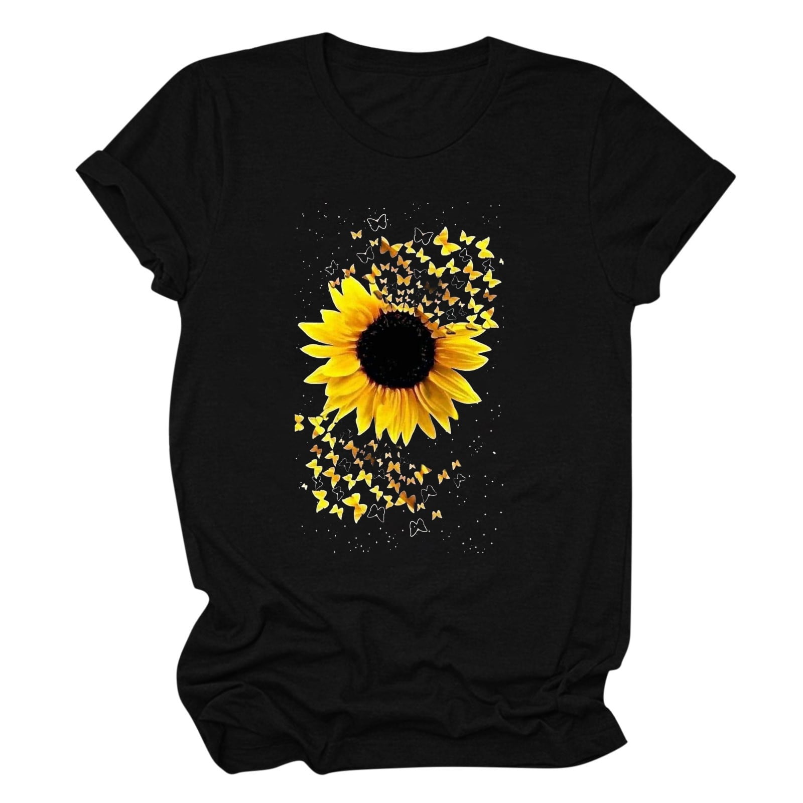 Women's Summer Casual Sunflower and Dandelion Printed Short Sleeve T Shirt  - Walmart.com