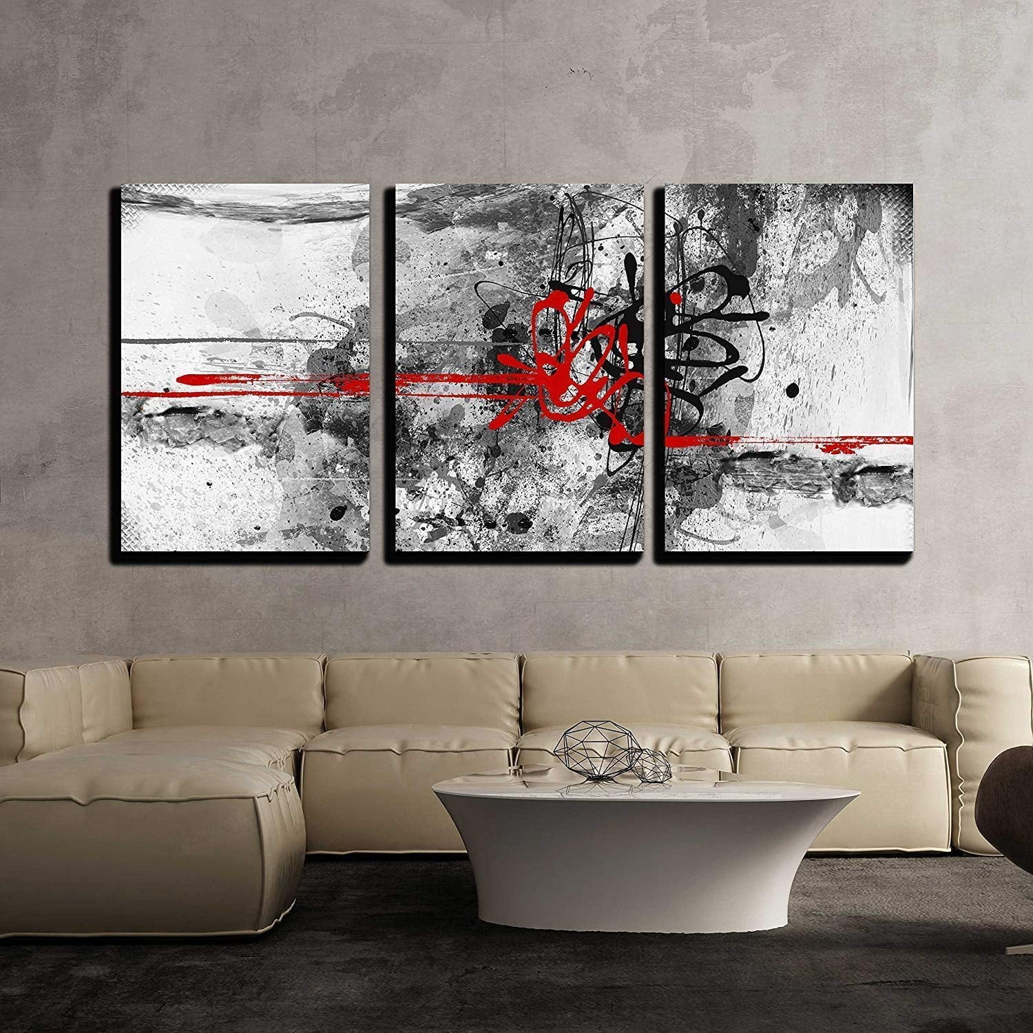 Wall26 3 Piece Canvas Wall Art - Highly Detailed Grunge Abstract