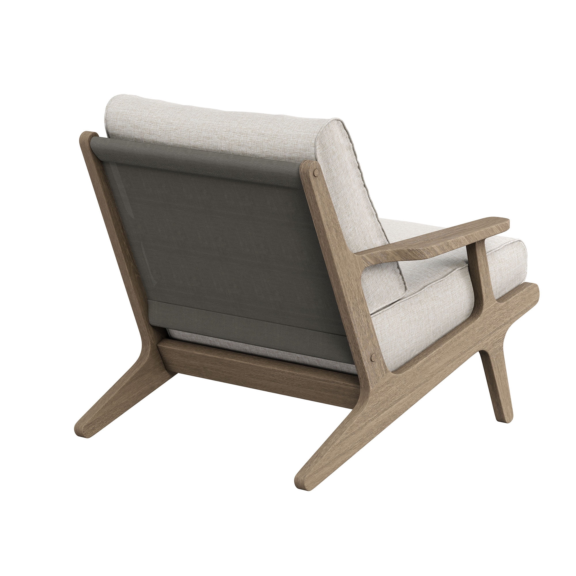 Saratoga Outdoor Teak Wood Armchair in Weathered Gray Pebble