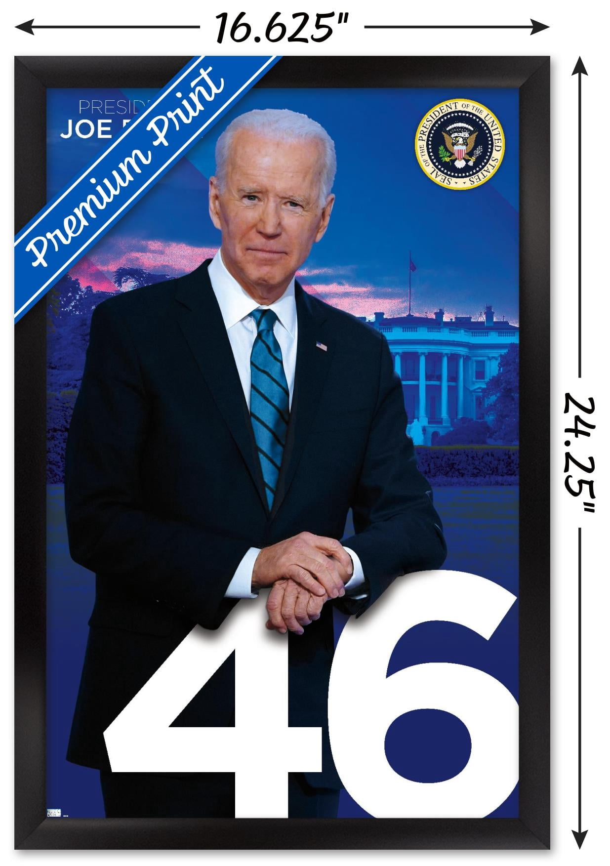 Trends International Joe Biden - President Wall Poster 16.5" x 24.25" x .75" Black Framed Version