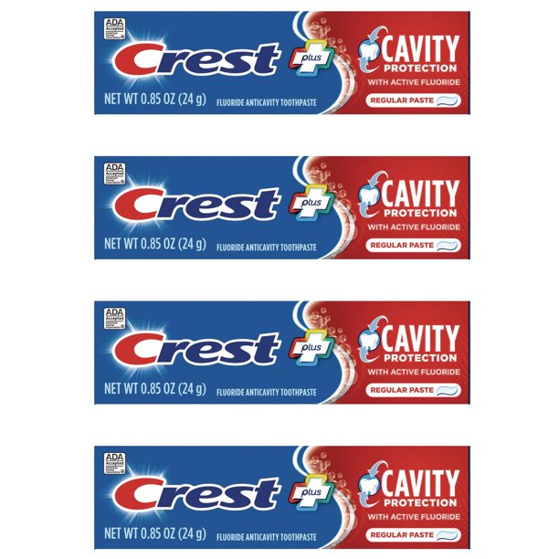 Pasta dental Crest Protección contra caries tamaño viaje 24 g paquete de 4