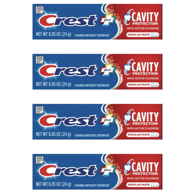 Pasta dental Crest Protección contra caries tamaño viaje 24 g paquete de 4
