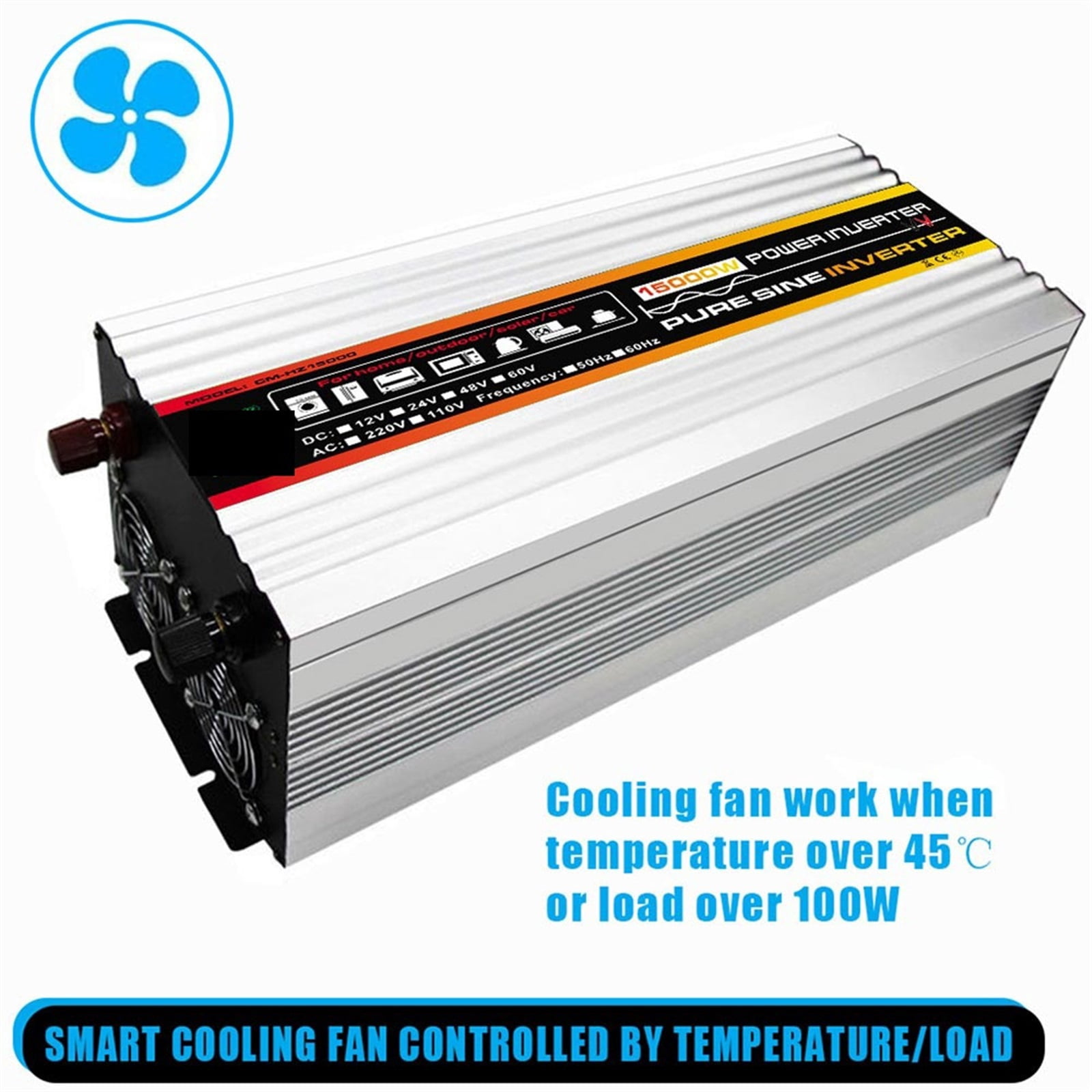 Pure Sine Wave Solar Inverter 10000W-20000W Pure Sine Wave Power Inverter Car Solar Inverter Voltage Transformer DC 12V To AC 220/110 Socket Converter Invertor ,Portable Design