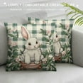 thumbnail image 3 of ARISTURING  Happy Easter Buffalo Plaid Rabbit Pink Throw Pillow Cover, Eucalyptus Leaves Hello Spring Cushion Case Decoration for Sofa Couch, 3 of 5