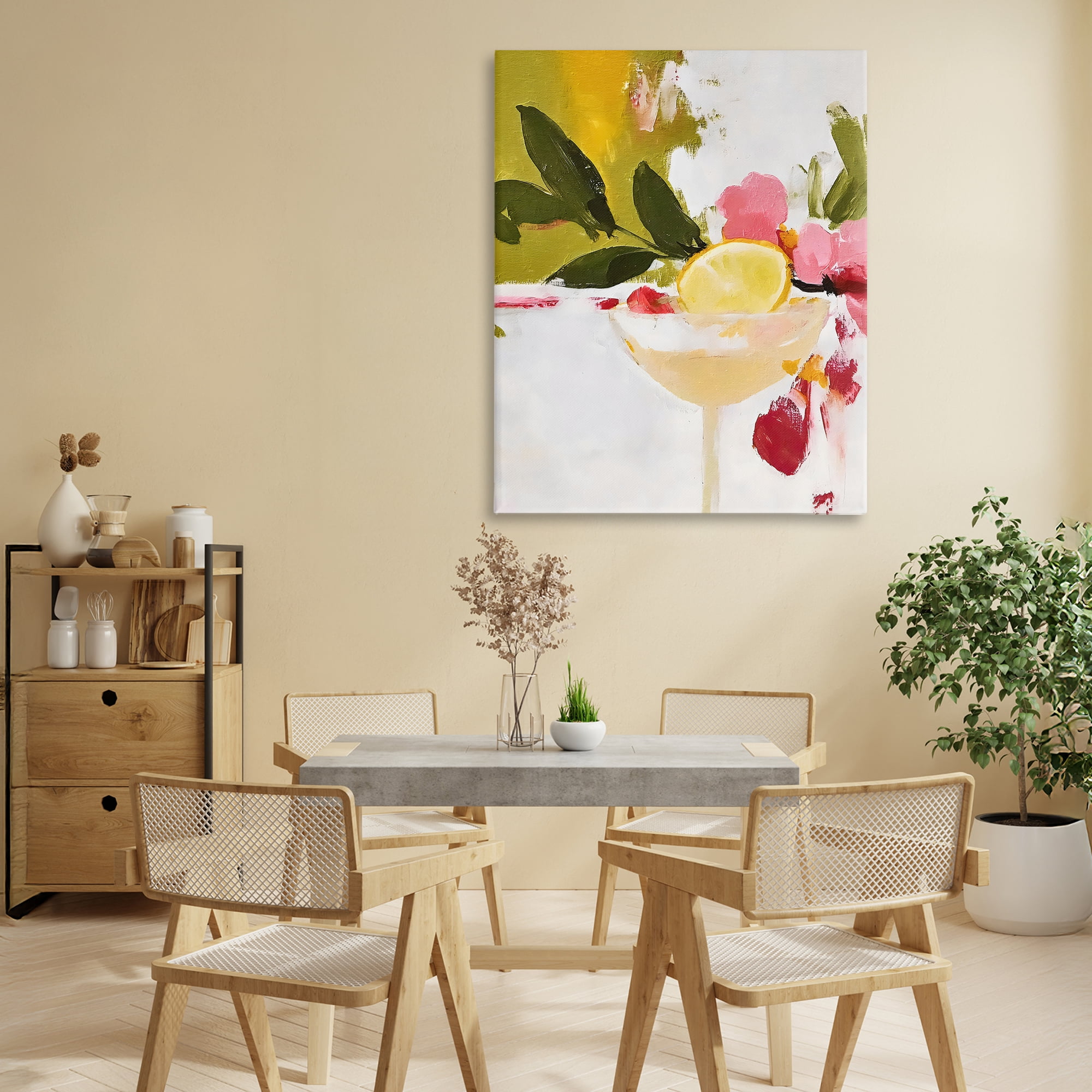 Stupell Industries Red & Pink with Lemons Canvas Wall Art, design by Riley B