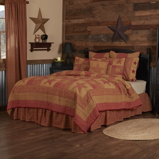 VHC Brands Prescott King Sham – 21x37 Inch Rustic Lodge Pillow Sham | 100% Cotton Reversible Plaid Design