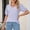 Purple, variant on Tittly T Shirts for Women Spring Tops for Women Women's Puff Short Sleeve Solid Tunic Top V Neck Hollow Out Loose Tshirts Tshirts Shirts Basic Tees Black L