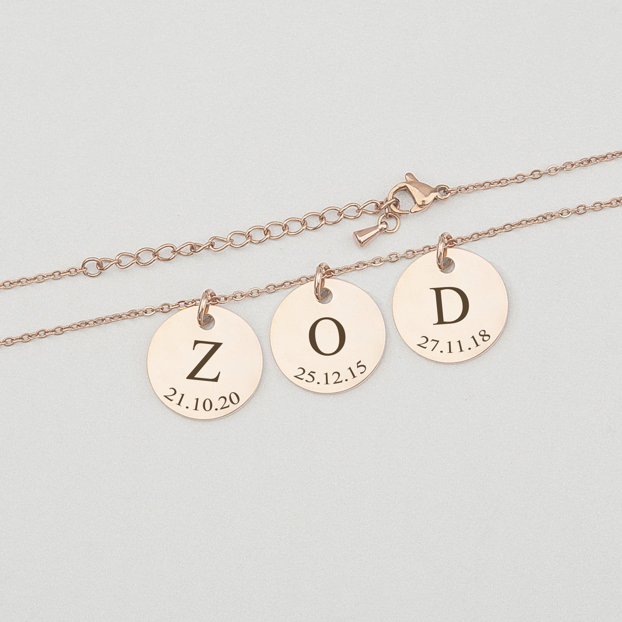 Personalized Rose Gold Initial Date Disc Necklace - Mother's Day Gift for Mom - Engravable Jewelry for Her - Custom Anniversary Pendant - Ships Next Day!