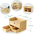 thumbnail image 2 of Wisuce Bamboo Desk Organizer, Mini Desktop Drawer Tabletop Storage Organization Box for Office Home Toiletries Supplies Vanity, No Assembly Required (3 Drawer with Shelf), 2 of 13