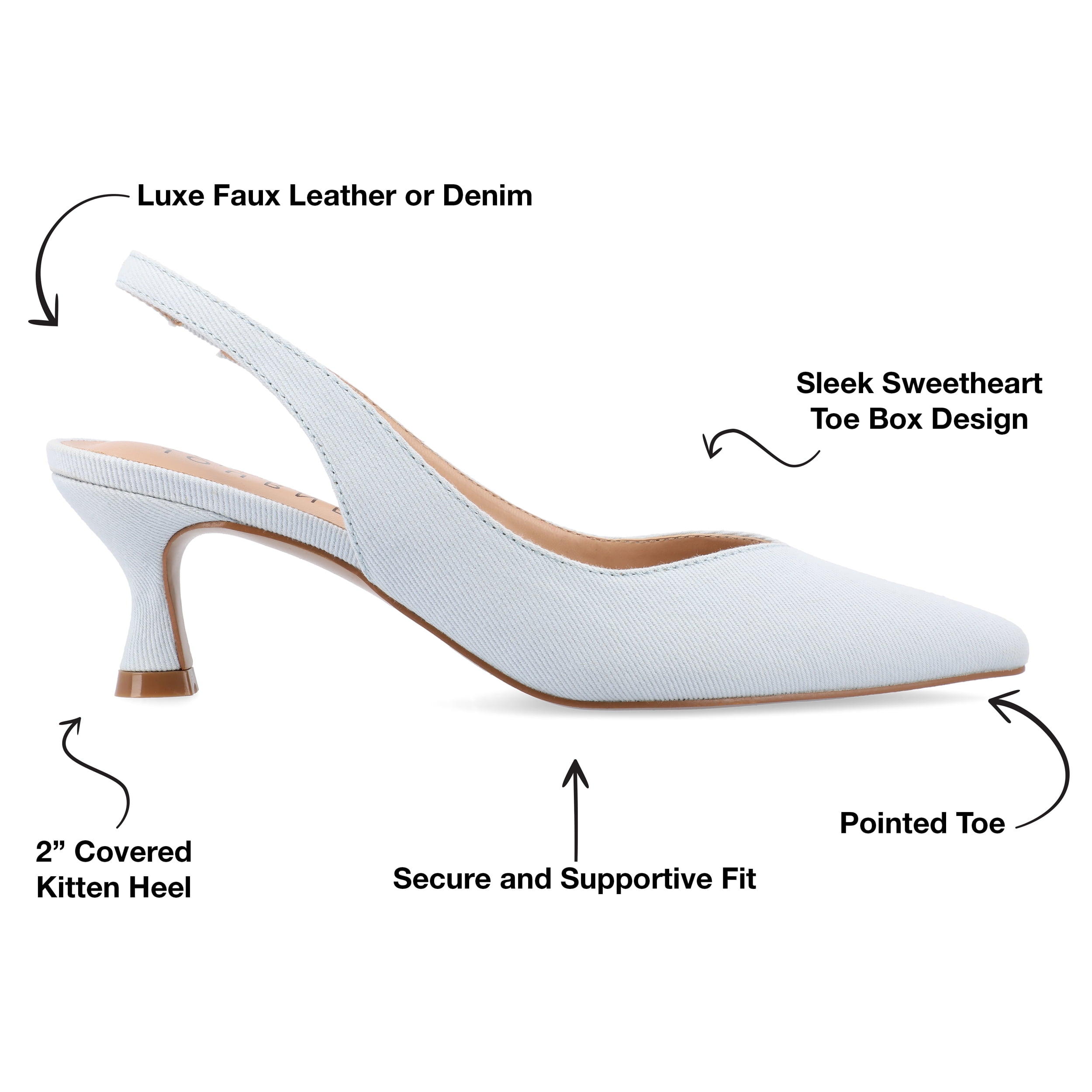 Journee Womens Mikoa Kitten Heel Sling Back Pointed Toe Pumps, Widths Available