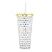 thumbnail image 3 of Mary Square Bride White Black Polka Dot 24 ounce Acrylic Straw Tumbler with Gold Tone Lid, 3 of 4