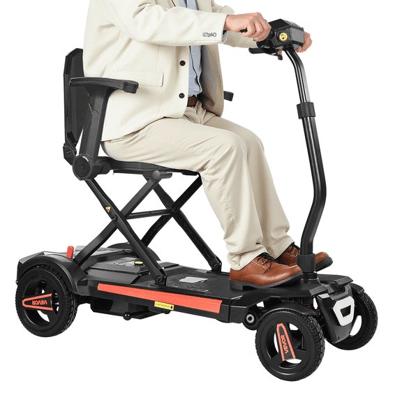 VEVOR 4-Wheel Electric Mobility Scooter for Adults & Seniors, Integrated Foldable Mobility Scooter with 9.3 Miles Long Range, All Terrain Travel Wheelchair with 9° Climbing Capacity & 265LBS Loading