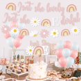thumbnail image 4 of Decoraci&oacute;n bohemia para fiesta de primer cumplea&ntilde;os, dise&ntilde;o de margaritas de verano, color rosa con texto en ingl&eacute;s "Isn't She Lovely Isn't She Onederf, 4 of 7