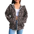 thumbnail image 2 of EnJoCho Girls Leopard Print Hoodie Zip Up Full Zip Hooded Sweatshirt Jacket Long Sleeve Fleece Lined Casual Fall Winter Coat with Pockets for Kids Teens, 2 of 6