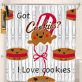 thumbnail image 1 of Whimsical Cookie Shower Curtain with Gingerbread Man Design - "Got Cookies?" Kitchens & Bathrooms, 1 of 4