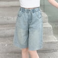thumbnail image 6 of OGLCCG Jean Shorts for Girls Y2k Baggy Elastic Waisted Cute Hearts Embroidery Summer Teens Denim Shorts Wide Leg Bermuda Shorts Size 5-15, 6 of 8