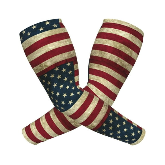 Compression Arm Sleeves Cooling For Men Women America Flag Sun Protection Sleeve Baseball Athletic Basketball Sleeve Cover