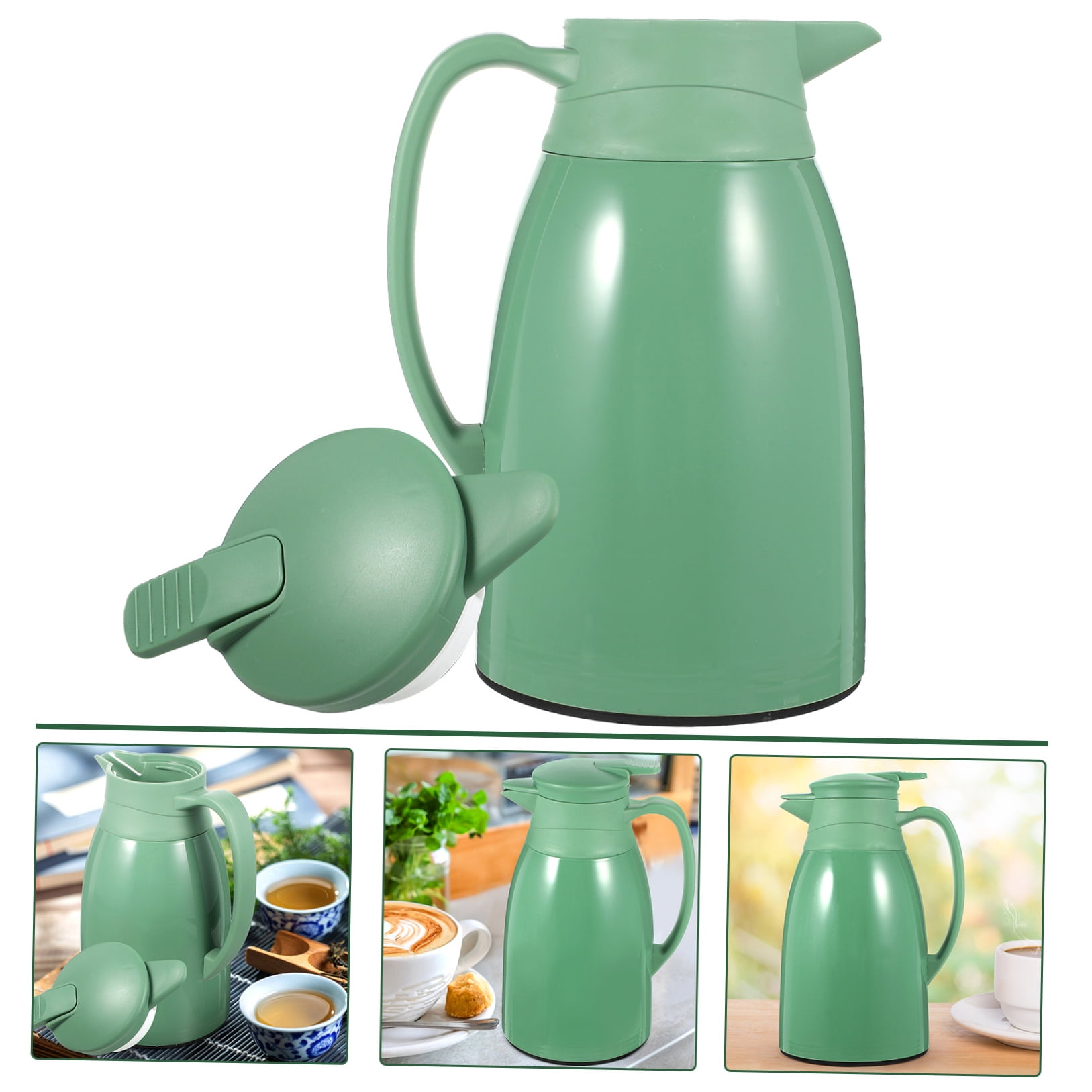 Soimiss Insulated Water Bottle Green Glass Inner PP Outer for Home Use