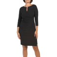 thumbnail image 2 of Anne Klein Women's Mary Keyhole Drape Front Mini Dress (Black, L, 620449), 2 of 5